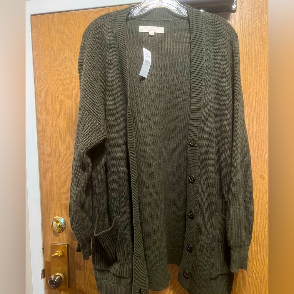 NWT Loft Cardigan in Olive Green